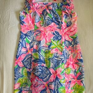 Floral Sleeveless Dress in Pink and Blue